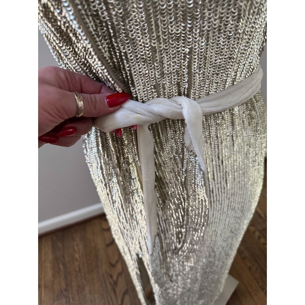 Retrofête Gold Sequin Slip Dress – XS • Metallic Evening Gown • Holiday / NYE - Picture 9 of 10